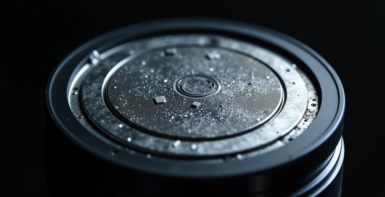 Gros plan sur les plaques internes d'une batterie AGM moderne avec texture de fibre de verre